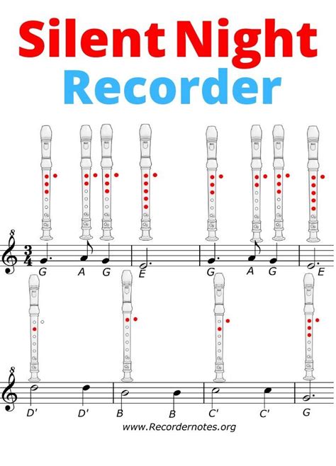 🥇Silent Night Recorder Notes Learn to play it ! | Recorder songs ...