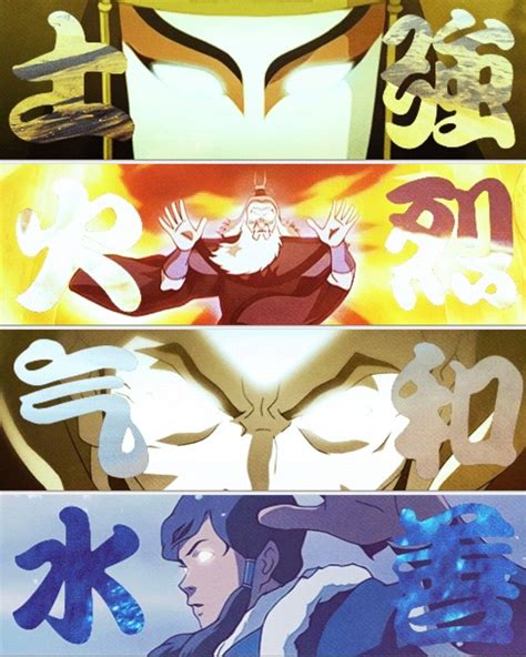 Avatar The Last Airbender The Legend Of Korra Earth Fire Air Water