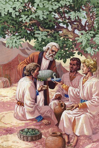 Abraham Entertaining The Three Strangers Stock Image Look And Learn