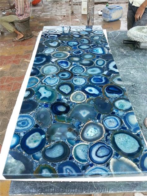 Blue Agate Stone Semiprecious Stone Tiles From India