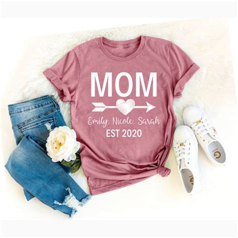 Mom Unisex T Shirt Custom Shirt For Mom Custom Mom Shirt Mom2 Mom3 Mom With Names Mom Shirt With