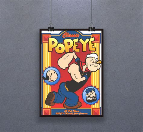Popeye Classic Poster Cartoon Película Cómic Tira Imprimir Etsy España