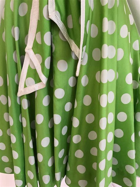 1960s Teal Traina Lime Green And White Polka Dot Sleeveless Dress With Scarf For Sale At 1stdibs