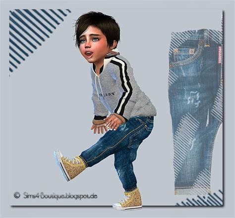 Sims4 Boutique ♔ Designer Set Shirt And Jeans For Little