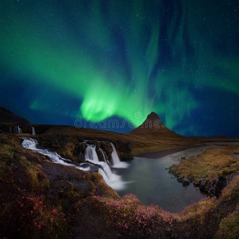 Northern Light Aurora Borealis At Kirkjufell Stock Image Image Of
