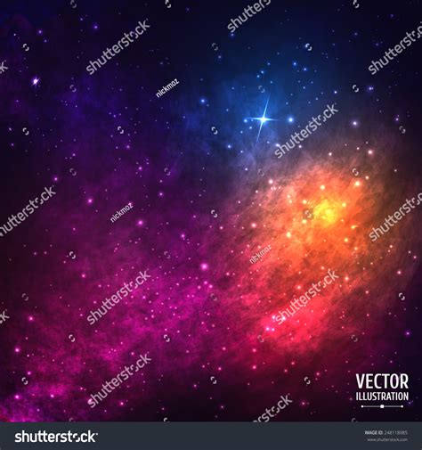 Colorful Cosmic Background Light Shining Stars Stock Vector Royalty