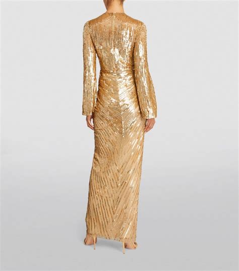 Womens Jenny Packham Gold Embellished Margot Gown Harrods UK