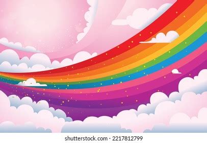 Fantasy Magical Landscape Rainbow On Sky Stock Vector Royalty Free