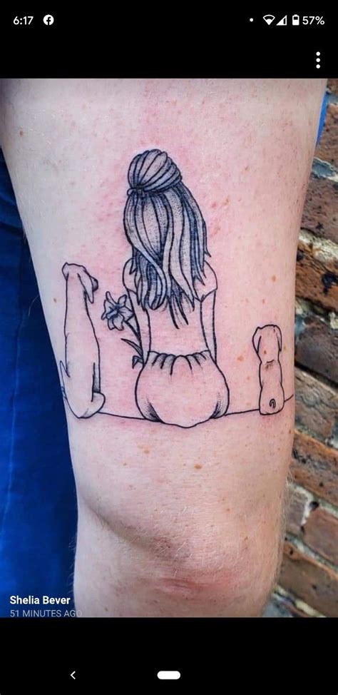Girl With Her Dogs Tattoo Dog Tattoos Tattoos Animal Tattoo