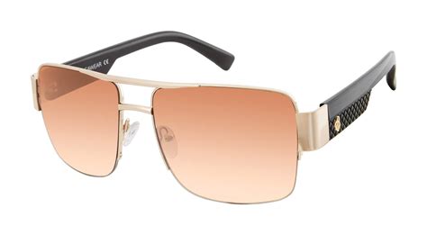 rocawear r1495 semi rimless rectangular metal aviator sunglasses with textured temple and 100 uv