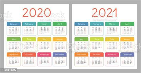 Vetores De Calendário 2020 2021 Molde Quadrado Do Projeto Do Calendário