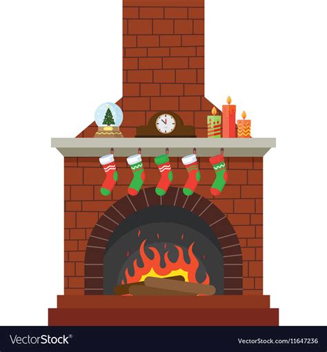 Christmas Stockings Fireplace Royalty Free Vector Image