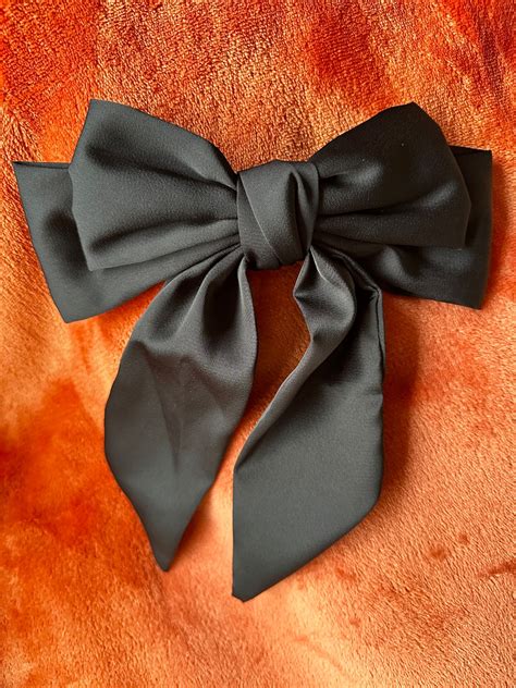 Black Hair Bow Satin Clip Oversize Hair Bow Avec Queue Grande Cadeaux