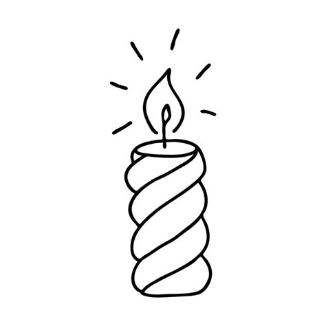 Burning Candle In Doodle Style The Sketch Is Hand Drawn And Isolated