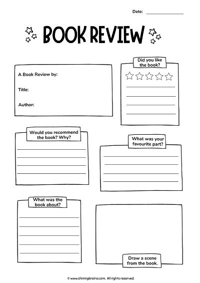 Book Review Template For Kids Printable
