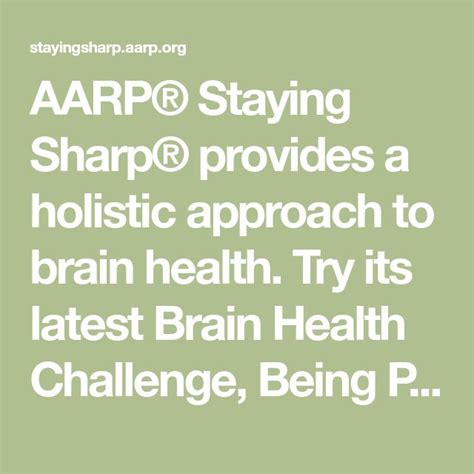 aarp® staying sharp® provides a holistic approach to brain health try its latest brain health