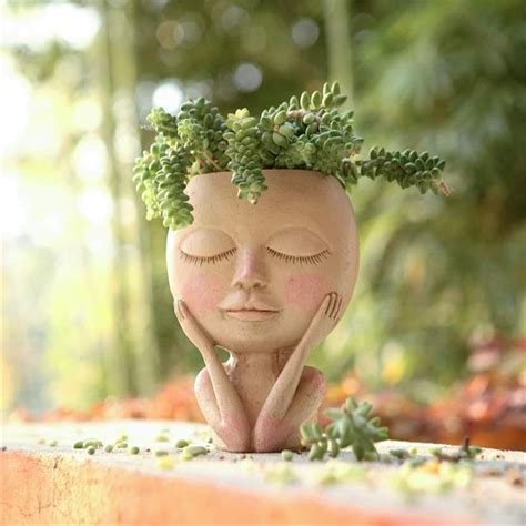 Buy Face Flower Pot Head Planter Pot Succulent Planter Cute Resin