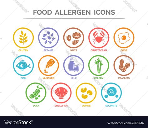 Set Of Allergen Icons Stock Illustration Illustration Of Fruit My XXX