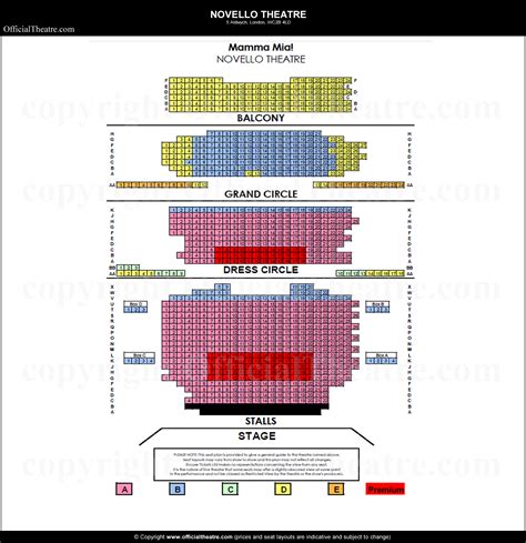 Novello Theatre London Seat Map And Prices For Mamma Mia