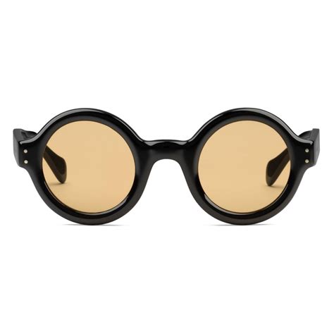 Gucci Round Frame Sunglasses Black Yellow Gucci Eyewear Avvenice
