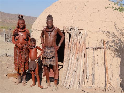 Himba Family Next To Their House African Tribes Namibia African People
