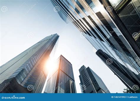 Amazing Futuristic Cityscape View In Sunset Hong Kong Stock Image