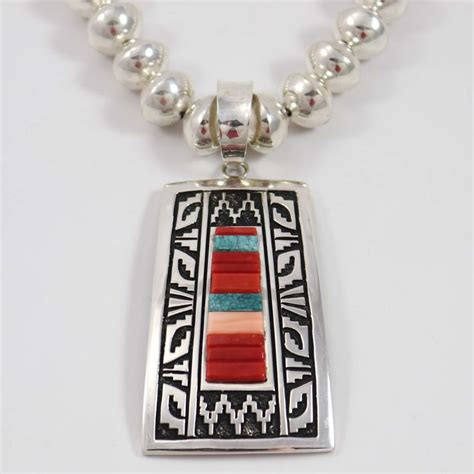 Single Strand Sterling Silver Navajo Pearl Necklace With Handmade Beads