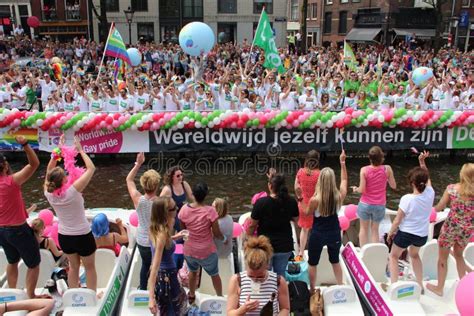 amsterdam gay pride canal parade editorial stock image image of festival boat 57420949