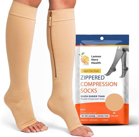 Zippered Medical Compression Socks With Open Toe Best Leg Support