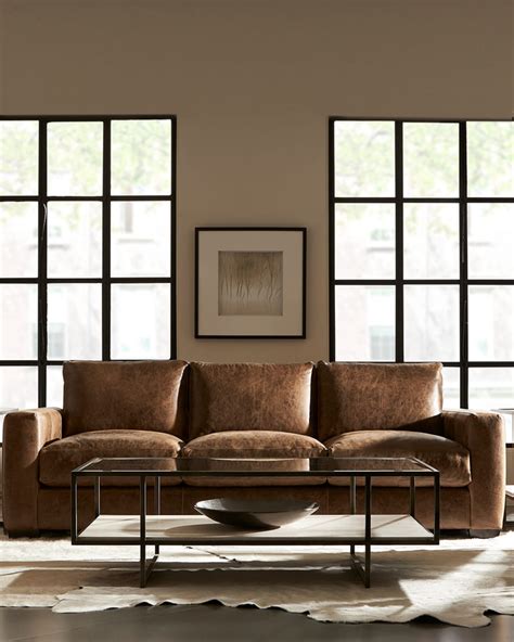 Bernhardt Leather Sofa With Nailhead Trim Baci Living Room
