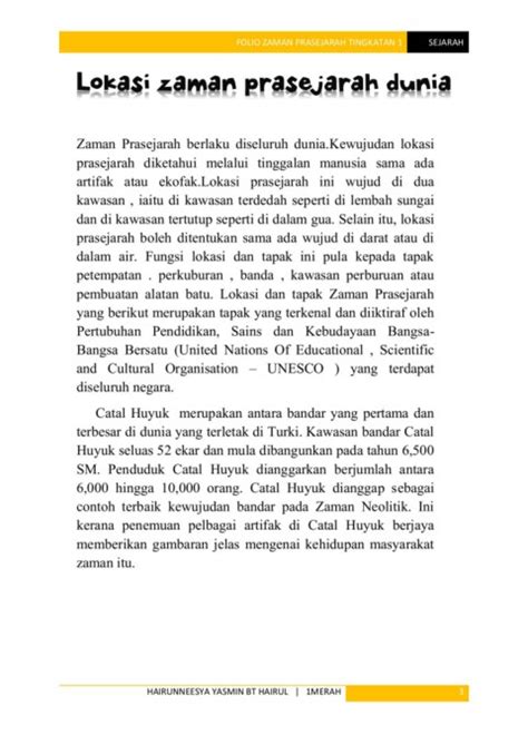 Pdf aplikasi kaedah dj nini dalam meningkatkan penguasaan fakta zaman prasejarah mengikut kronologi bagi murid tahun 4. Folio Sejarah Tingkatan 1 Zaman Prasejarah - san-kalop