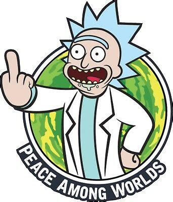 Rick and morty middle finger. Rick and Morty Peace Among Us Middle Finger Sticker ADULT ...