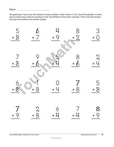 16 Best Images Of Touchmath Worksheets Printable Printable Touch Math
