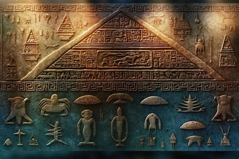 Premium Ai Image Alien Pyramid Hyeroglyphs Spaceship Ufo Over Pyramids Aliens And Egyptians