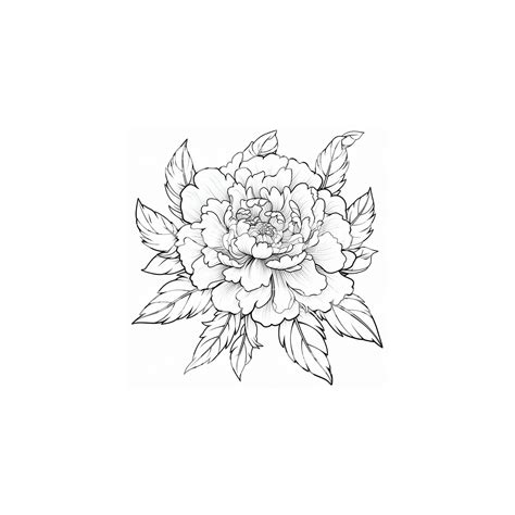 Peony Flower Tattoo Stencil Etsy