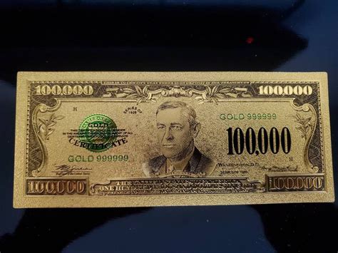 One Hundred Thousand Dollar Bill 1934 100000 Usd Treasury Note Wood