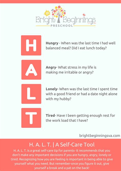 H. A. L. T. Your Guide to Survive | Bright Beginnings Preschool
