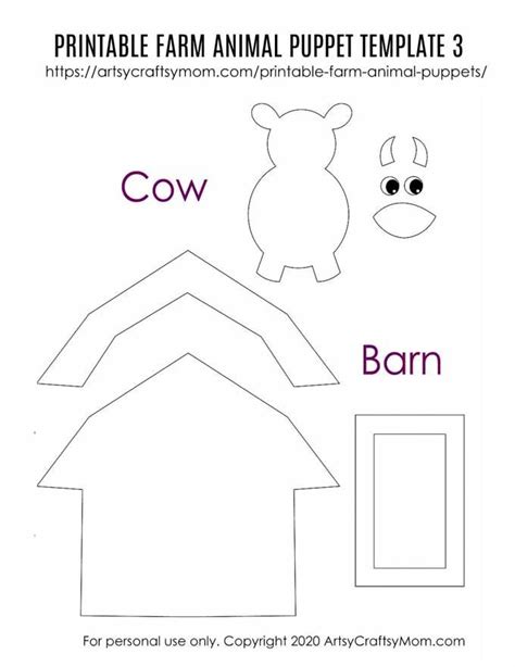 Printable Farm Animal Puppets Craft For Kids Farm Animals Puppet
