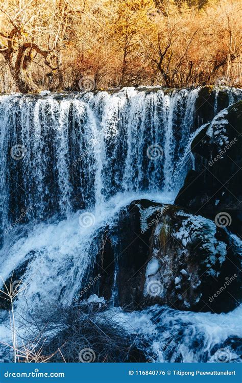 Nuorilang Waterfall Jiuzhaigou Nature Reserve Stock Photo Image Of