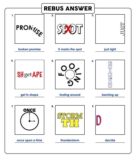 Printable Rebus Puzzle Brain Teasers Answers Brainteaserswith