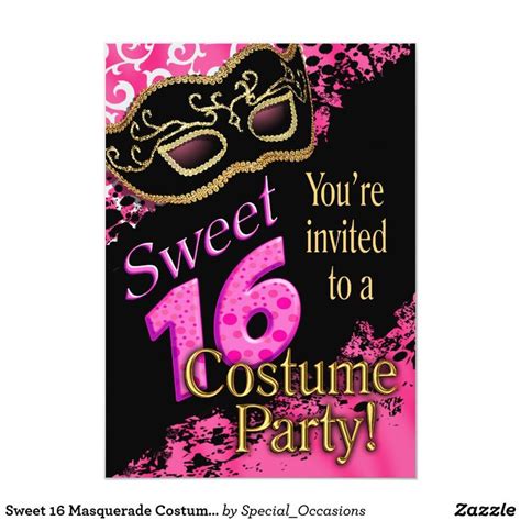 sweet 16 masquerade costume party invitation in 2022 costume party invitations