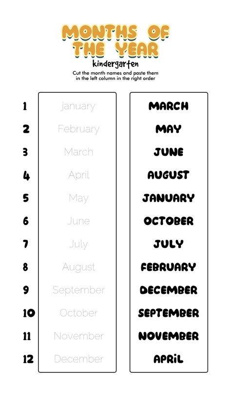 Free Printable Months Of The Year Worksheets