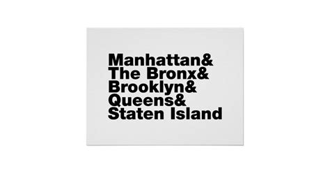 Five Boroughs ~ New York City Poster Zazzle