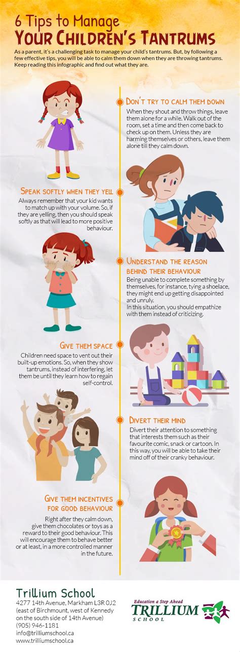6 Tips To Manage Your Childrens Tantrums Infographic Trillium School