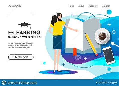 Landing Page Template For Online Education And E Learning Vector