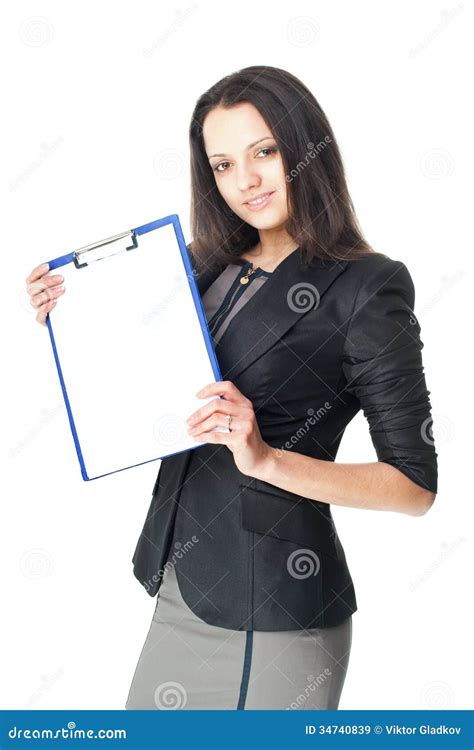 Young Businesswoman With A Clipboard Stock Image Image Of