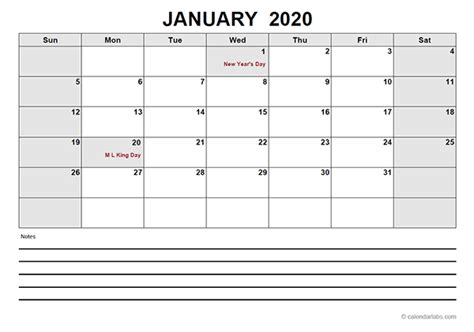 Blank 2020 Calendar Printable Pdf