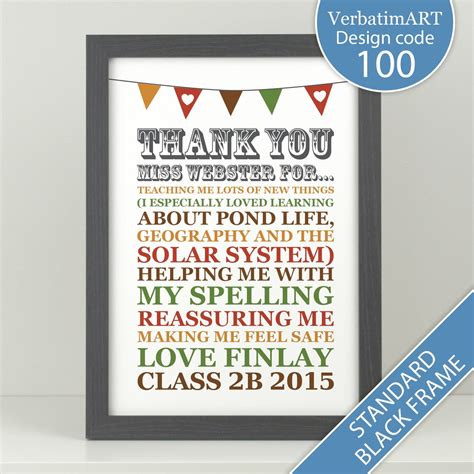personalised thank you teacher t teachers class end of etsy