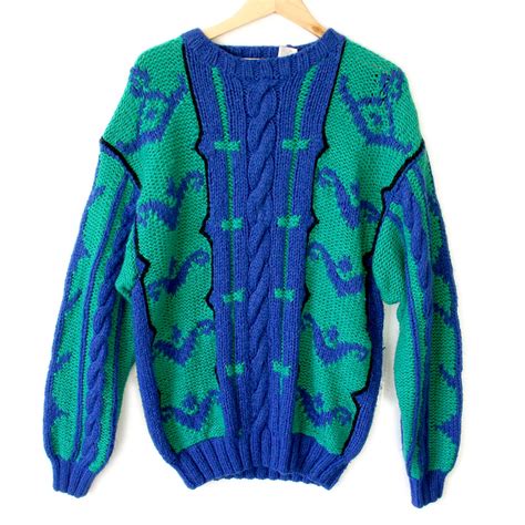 Vintage 80s Big Cable Knit Ugly Sweater The Ugly Sweater Shop