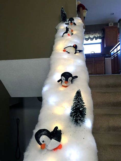 Penguin Snow Slide Banister Diy Christmas Decorations Christmas